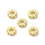 Brass Beads, Flower, Real 24K Gold Plated, 4x1mm, Hole: 1.6mm(FIND-Z039-14G)
