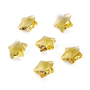 Transparent Glass Pendants, Faceted, Star Charms, Gold, 13x13.5x7mm, Hole: 1mm(GLAA-P037-04-12)