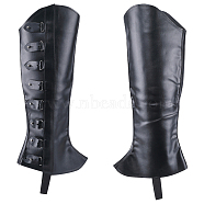 Imitation Leather Boot Cover, Leg Guards, with Alloy Finding, Renaissance Medieval Viking Costume Accessories, Black, 470x175~232.5x12mm, 2pcs/set(AJEW-WH0258-941A)