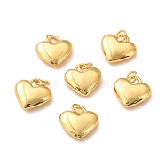 Brass Pendants, Long-Lasting Plated, Heart, Real 18K Gold Plated, 13x13.5x4mm, Hole: 3.5mm(KK-P203-06G)