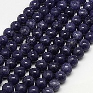 Natural Yellow Jade Beads Strands, Dyed, Round, DarkSlate Blue, 8mm, Hole: 1mm, about 50pcs/strand, 15.75 inch(G-G598-8mm-YXS-15)