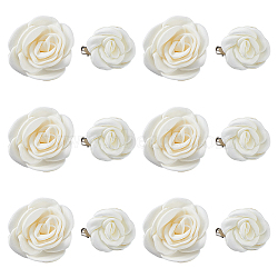 8Pcs 2 Style Camellia Shaped Polyester Alligator Hair Clips, Hair Accessories for Women Girls, with Alloy Findings, Beige, 41~59x44.5~56x16~24mm, 4pcs/style(PHAR-FH0001-03)