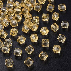 Transparent Acrylic Beads, Faceted, Square, Goldenrod, 5.5x5.5x5.5mm, Hole: 1.8mm, about 4485pcs/500g(MACR-S373-112A-B07)
