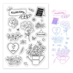 PVC Plastic Stamps, for DIY Scrapbooking, Photo Album Decorative, Cards Making, Stamp Sheets, Floral Pattern, 16x11x0.3cm(DIY-WH0167-56-483)