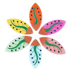 Translucent Cellulose Acetate(Resin) Pendants, 3D Printed, Leaf, Mixed Color, 57.5x25x2.5mm, Hole: 1.4mm(KY-T040-46)