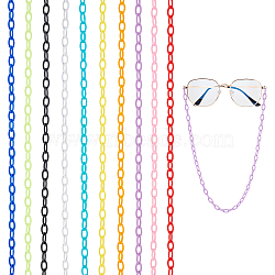 Elite 20 Strands 10 Colors Opaque Acrylic Cable Chains, Horse Eye, Mixed Color, 13x8x2mm, 18.5 inch~19.29 inch(47~49cm)/strand, 2 Strands/color(SACR-PH0002-11)