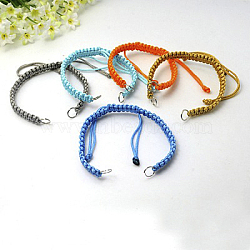 Nylon DIY Bracelet Making, with Brass Rings, Platinum, Mixed Color, 140~175x4~7.5mm(X-AJEW-C002-M)