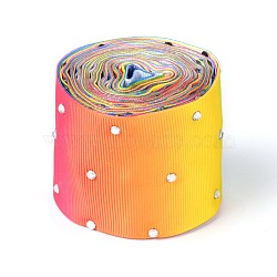 Polyester Grosgrain Ribbon, with Single Face Crystal Rhinestone, for Crafts Gift Wrapping, Party Decoration, Colorful, 2 inch(52mm), 5 yards/roll(4.57m/roll)(OCOR-G008-05G)