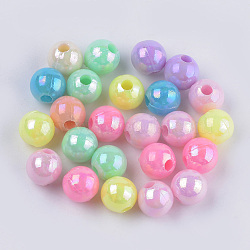 Opaque Acrylic Beads, AB Color ,Round, Mixed Color, 8x7.5mm, Hole: 2.5mm(X-MACR-S296-90B)