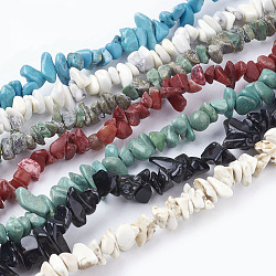 Assorted Gemstone Beads Strands, Chips, Mixed Color, 3~5x3~5mm, hole: 1mm(G-D283-3x5-M)