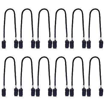 AHADERMAKER Plastic Hat Clip, with Polyester Cord, Black, 275mm, 12pcs