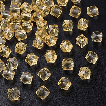 Transparent Acrylic Beads, Faceted, Square, Goldenrod, 5.5x5.5x5.5mm, Hole: 1.8mm, about 4485pcs/500g