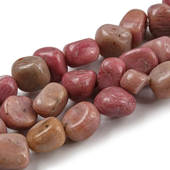 Natural Rhodochrosite Bead Strands, Tumbled Stone, Nuggets, 5~9x6~8x4.5~6mm, Hole: 0.8mm, about 51~58pcs/strand, 15.16''~15.35''(38.5~39cm)