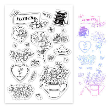 PVC Plastic Stamps, for DIY Scrapbooking, Photo Album Decorative, Cards Making, Stamp Sheets, Floral Pattern, 16x11x0.3cm