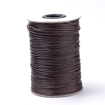 Braided Korean Waxed Polyester Cords, Coconut Brown, 1mm, about 174.97 yards(160m)/roll