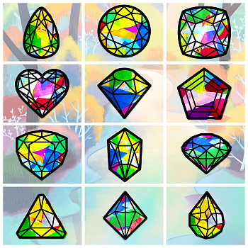 Suncatcher Craft Set, for Kids Window Paint Art Painting, Diamond Pattern, 19.9~21x7.6~21cm, about 12pcs/set