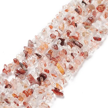 Natural Hematoid Quartz/Ferruginous Quartz Beads Strands, Chips, 5~8mm, Hole: 0.3mm
