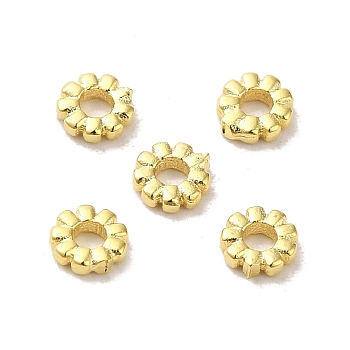 Brass Beads, Flower, Real 24K Gold Plated, 4x1mm, Hole: 1.6mm
