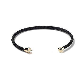 Stainless Steel Cuff Bangle Making, with Golden Tone Brass Finding, for Half Drilled Beads, Black, Inner Diameter: 1-3/4x2-3/8 inch(4.6x6cm), Pin: 1mm