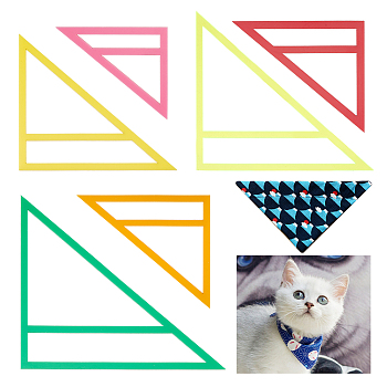 Acrylic Quilting Template for Pet Bandana, Cutting Stencils, Sewing Tools, Triangle, Mixed Color, 60~125x70~136x2.5mm, 6pcs/set