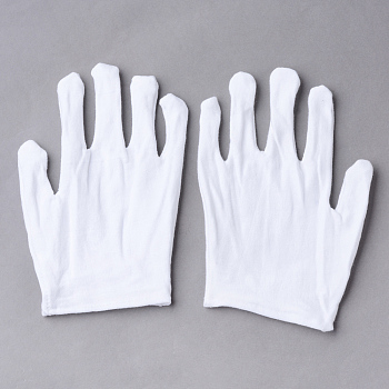 Cotton Gloves, Coin Jewelry Silver Inspection Gloves, White, 170x115mm, 12pairs/bag