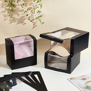 Foldable Cardboard Gift Cap Storage Boxes with Clear PVC Window(CON-WH0099-66A)-4