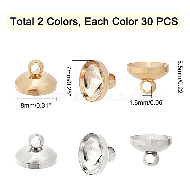PandaHall Elite 60Pcs 2 Colors Brass Bead Cap Pendant Bails(KK-PH0003-50)-4