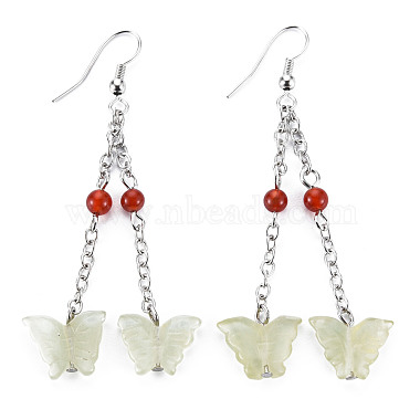 Butterfly Natural New Jade Dangle Earrings for Girl Women(EJEW-S212-002)-2