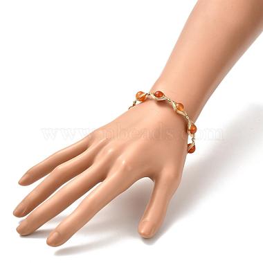 Natural Carnelian Beaded Bracelets for Men Women(BJEW-TA00012-01)-3