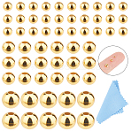 70Pcs Round 925 Sterling Silver Spacer Beads, with Suede Fabric Square Silver Polishing Cloth, Real 24K Gold Plated, 2~4mm, Hole: 0.7~1.3mm(STER-DC0001-68B)
