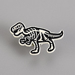 Spray Painted Alloy Brooches, Enamel Pin, with Butterfly Clutches, Dinosaur, Cadmium Free & Lead Free, Platinum, Black, 20x30mm, Pin: 1mm(JEWB-S011-133-RS)