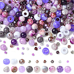 DIY Round Beads Findings Kits, Including Natural Quartz & Plastic & Glass Beads, Natural Ametrine Chip Beads, Purple, 3~9x1.5~8.5mm, Hole: 0.8~3.7mm(DIY-YW0017-83)