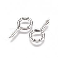 304 Stainless Steel Screw Eye Pin Peg Bails, For Half Drilled Beads, Stainless Steel Color, 17x8.5x1.5mm, Hole: 6mm, Pin: 1.8mm(STAS-L234-165B-P)