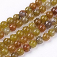Natural Crackle Agate Stone Bead Strands, Dyed & Heated, Round, 6mm, Hole: 1mm, about 63pcs/strand, 14.9 inch(G-R193-16-6mm)