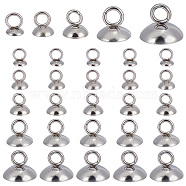 100Pcs 5 Styles 201 Stainless Steel Bead Cap Pendant Bails, for Globe Glass Bubble Cover Pendants, Stainless Steel Color, 5~7.5x4~10mm, Hole: 2~3mm, 20Pcs/style(STAS-GO0001-11)