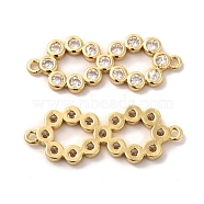Brass Pave Clear Cubic Zirconia Connetor Charms, Infinity Links, Golden, 30.5x11.5x2mm, Hole: 1.5mm(KK-A180-17G)