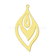 201 Stainless Steel Pendants, Laser Cut, PVD Vacuum Plating, Leaf, Golden, 42.5x21x1mm, Hole: 1.6mm(STAS-S105-LA798-2)