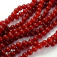 Natural Carnelian Beads Strands, Dyed, Round, FireBrick, about 10mm in diameter, hole:1.2mm, about 39pcs/strand, 15~16 inch(X-GSR10MM060-1)