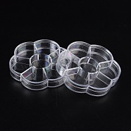 Plastic Bead Containers, Jewelry Box for Nail Art Decoration, Flower, Clear, 7 Compartments, about 10.5cm long, 9.2cm wide, 2cm thick(X-C120Y)