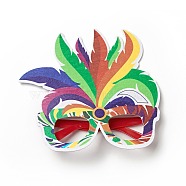 Felt Brazil Carnival Eyeglasses Frame Decoration, Glasses Masquerade Masks, Stage Performance Props, with Plastic Holder, Feather Pattern, 166x162x16mm(AJEW-G044-01B)