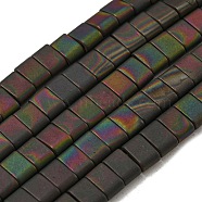 Electroplated Non-magnetic Synthetic Hematite Beads Strands, Rectangle, Matte Style, 2-Hole, Colorful, 6x4x3mm, Hole: 1.2mm, about 99pcs/strand, 15.55 inch(39.5cm)(G-C106-B01-05B)