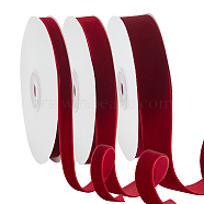 Elite 3 Rolls 3 Styles Single Face Velvet Ribbon, for Bowknot Making, Gift Decoration, Dark Red, 3/8~1 inch(10~25mm), 1 roll/style(OCOR-PH0002-87B)