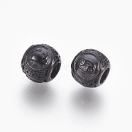 316 Surgical Stainless Steel European Beads, Large Hole Beads, Rondelle with Constellations Cancer, Gunmetal, 10x9mm, Hole: 4mm(STAS-F195-128B-08)