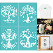 Self-Adhesive Silk Screen Printing Stencil, for Painting on Wood, DIY Decoration T-Shirt Fabric, Tree of Life, 220x280mm(DIY-WH0638-029)