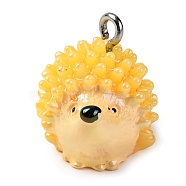 Animal Theme Resin Pendants, AB Color Plated, with Platinum Iron Loop, Hedgehog, 20x15x14mm, Hole: 2mm(RESI-S010-04E)