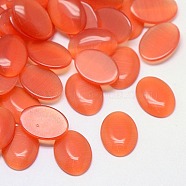 Cat Eye Cabochons, Oval, Coral, 25x18x3.5mm(CE-J005-18x25mm-01)