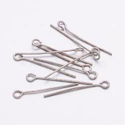 Iron Eye Pin, Cadmium Free & Lead Free, Platinum, 24x0.7mm, Hole: 2mm, about 11600pcs/1000g(EP2.4cm-01)