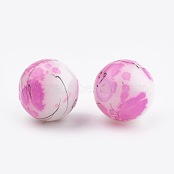 Drawbench & Baking Painted Glass Beads Strands, Round, Fuchsia, 10mm, Hole: 1mm, about 80pcs/strand, 31.4 inch(GLAA-S176-10mm-09)