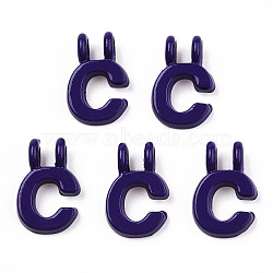 Rack Plating Spray Painted Alloy 2-Loop Link Pendants, Letter Charms, Lead Free & Nickel Free & Cadmium Free, Letter.C, 13.5x9x2mm, Hole: 2mm(PALLOY-N176-01C)