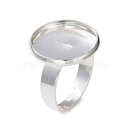 Adjustable 201 Stainless Steel Finger Rings Components, Pad Ring Base Findings, Flat Round, Silver, Size 7, 17~17.5mm, Tray: 16mm.(STAS-G187-01S-16mm)
